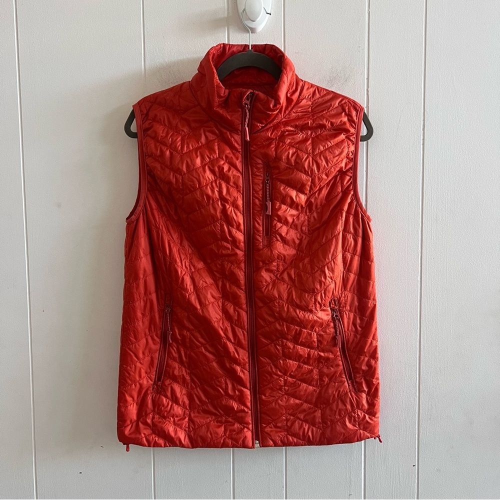 Vilebrequin Sleeveless Quilted Primaloft Puffer Vest Full Zip Orange Size Small